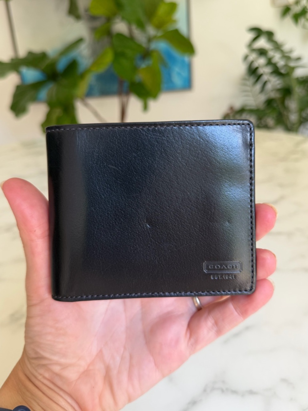 NWT Coach Vintage Water Buffalo Leather Bifold ID Wallet Black 4657 90's Y2K - Picture 6 of 13